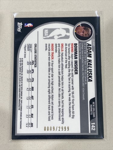 2007-08 Bowman Draft Picks & Stars Chrome /2999 Adam Haluska #142 Rookie RC - Picture 2 of 2