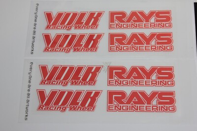 4 x VOLK RAYS TE37  Wheel Rim Red Decals Stickers Saga Ultra XT V NEW AUS