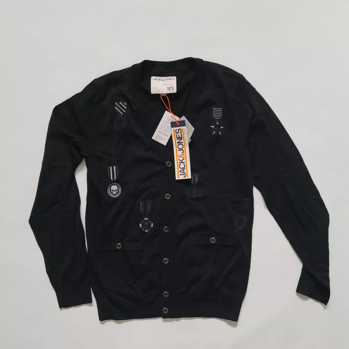 Jack & Jones Men's Skull Black Cardigan (See Measurements
