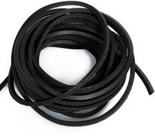 TM 3mm Flat Genuine Leather Cord Braiding String Black 5 Yards