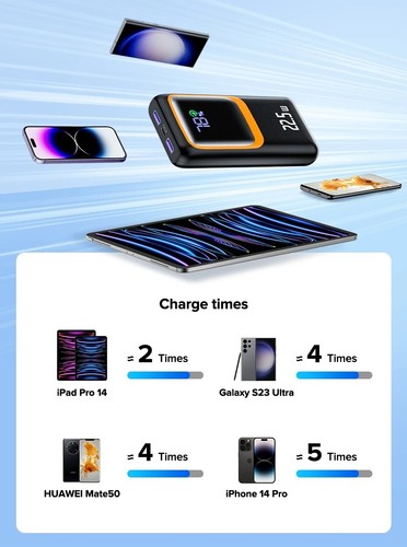 🔋 Batterie Externe de Luxe Qoovi avec Écran Digital - Haute Qualité 🚀 20000mah - Photo 5 sur 10