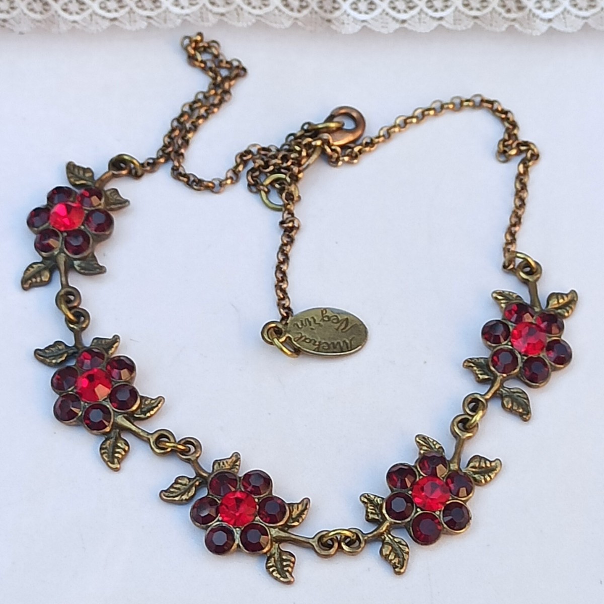 Red Flower Swarowski Crystal Necklace Red Flower Swarowski Crystal Necklace