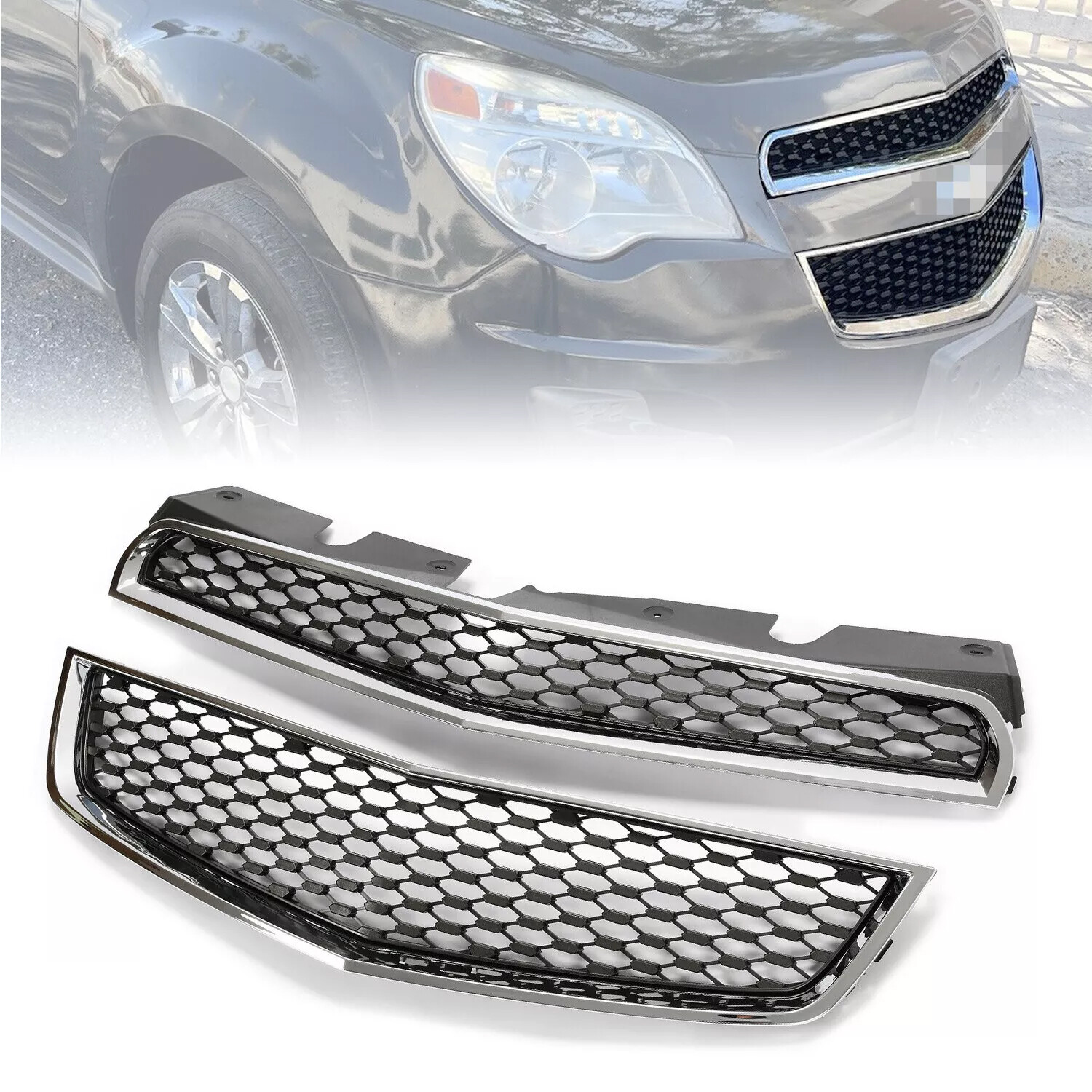For Chevrolet Equinox 2010-2015 Chrome Front Upper & Lower Bumper ...