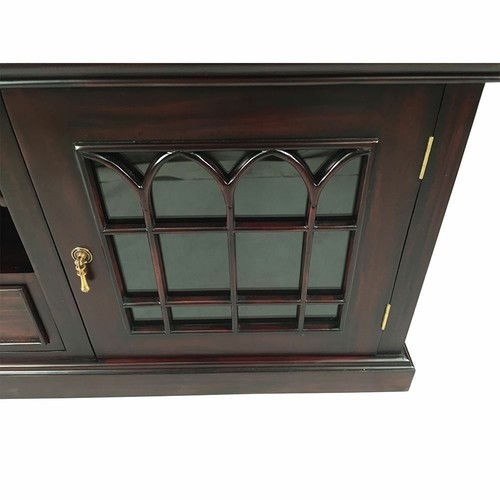 Solid Mahogany Wood 2 Door TV Cabinet With Drawers Antique Colonial Style - Picture 6 of 12