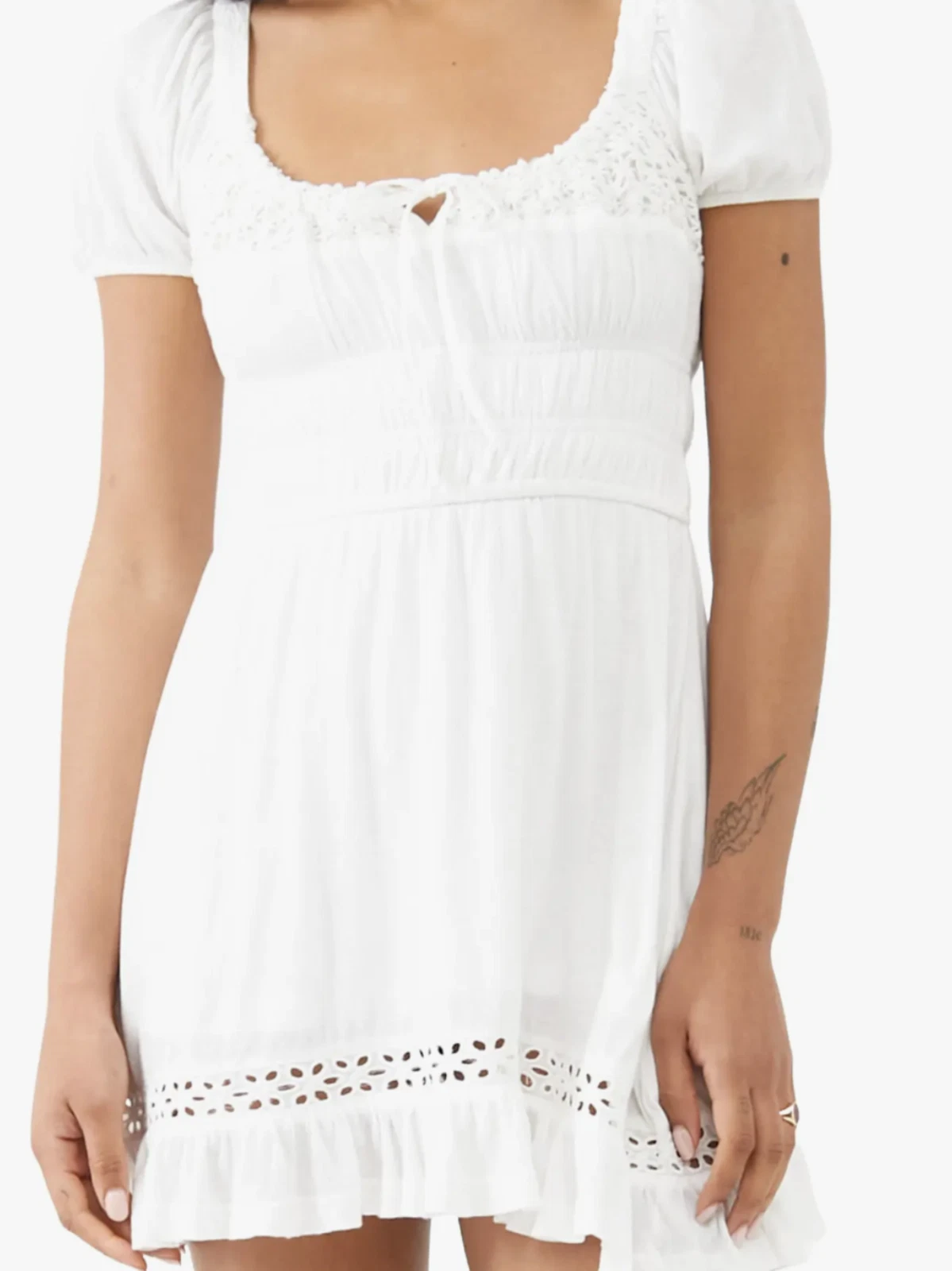 OFF WHITE Urban Outfitters Minidress Evie Prarie bianco sporco taglia XS nuovo senza etichette