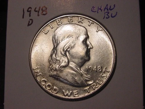 1948-D FRANKLIN HALF CHOICE AUBU ORIGINAL COLOR POPULAR BETTER DATE SHIPS FREE