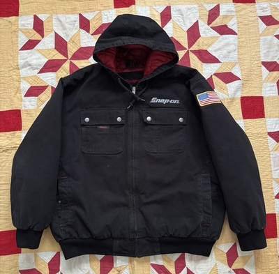 #ad Snap On Tools Hooded Work Jacket XL Black Workwear AS IS $54.99