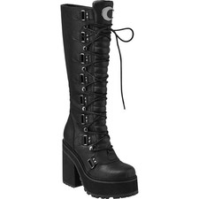 Killstar Gothic Goth Okkult Stiefel Plateaustiefel - Selene Mondsichel Mond