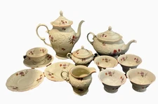 Royal Ivory KPM Germany Porcelain Tea Coffee Set Pink Floral 15 Pc Vintage 
