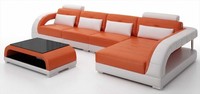 Luxus Ecksofa L Form Orange Couchtisch Set Modernes Wohnzimmer Garnitur