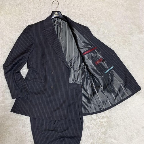 Ermenegildo Zegna Double Breasted Navy Striped Suit Set - Tailored Business Att