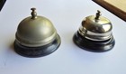 Vintage Lot of (2) Front Desk Hotel Service Counter Silver-Tone Top Dome Bells