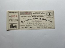 Vintage 1871 National Gift Enterprise Ticket, Hamilton Ohio - $1 No. 38737