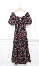 Tuckernuck Hyacinth House Seaport Midi Dress Black Floral Open Back Size S Boho