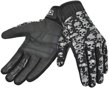 Cortech Standard Issue Skull Mens Textile Motorcycle Gloves Gray