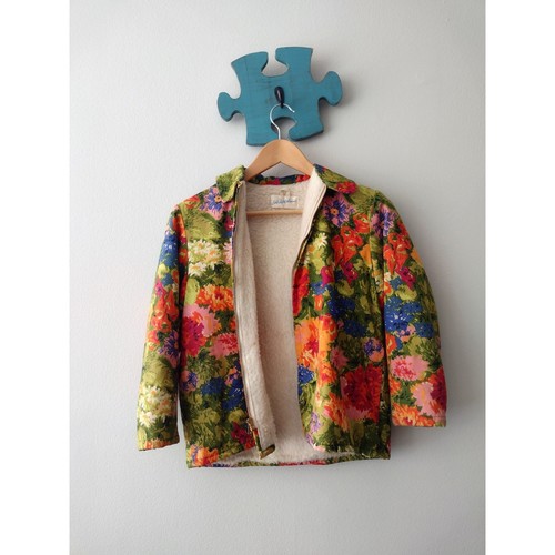 Rare Vintage 60s Hooded Floral Jacket Fall Winter Coat Saks Fifth Ave - Picture 5 of 13