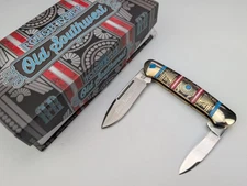 Rough Ryder Old Southwest Canoe Pocket Knife Stainless Steel Blades Stone Handle