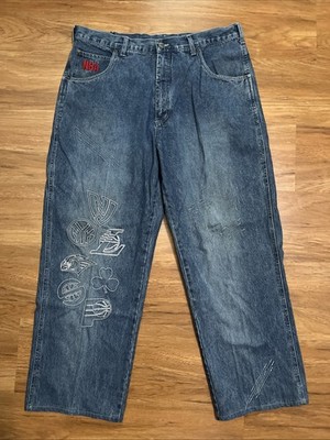 UNK NBA Logo Jeans Embroidered Vintage Men's Sz 38'' Waist 30'' Inseam
