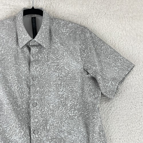 Camisa Lululemon Abotonada Para Hombres Pequeña Gris Aireación Fácil Manga Corta Informal Elegante - Imagen 3 de 13