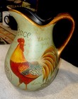 Vintage 10” Hand Painted METAL Rooster Pitcher 7” Tall — photo 2