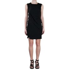 Helmut Lang Slink Seam Black Cocktail Dress Large LBD Stretch Drape Sleeveless