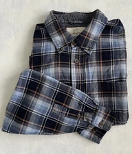 Weatherproof Vintage Flannel Shirt Mens XL Blue Plaid Long Sleeve Soft