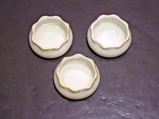 Set of 3 Germany Iridescent Pearl Finish Porcelain Open Salt Cellars