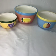 Lillian Veron Colorful Fruit Design Mixing Serving Bowl Set