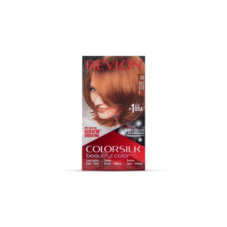 Paquete de 2 tintes para el cabello Revlon Colorsilk #53 fórmula castaño rojizo claro sin amoníaco Foto 3 de 3