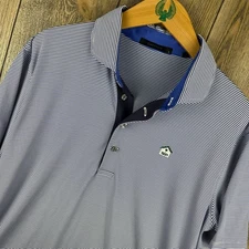 Greyson Performance Polo Shirt Men Large Striped Golf Blue Plandome Country Club