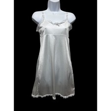 SC Collection Women Babydoll Slip Dress 10 White Satin Lace Romantic Lingerie