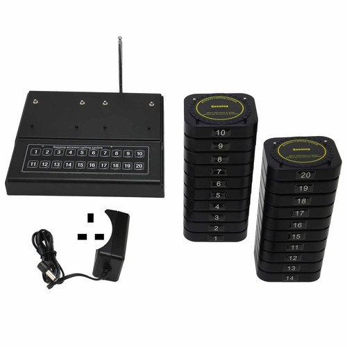 UK Plug Wireless Calling System 1 Host Controls 20 Pager Calling Pager System Fo - Photo 3/12