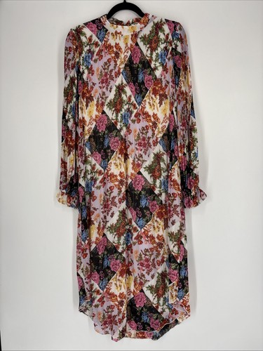 Anthropologie Shara Pleated Midi Dress - Patchwork Print, Colorful - Size XS