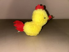 Lindo peluche amarillo y rojo pollito pollo peluche juguete canto probado funciona