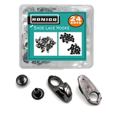 24 Sets Gunmetal Alloy Shoe Lace Hooks with Rivets for Boot Repair Hiking