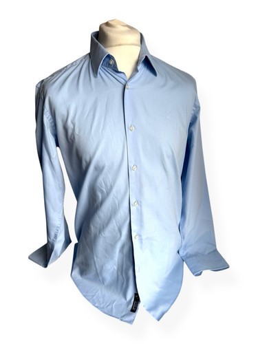 HUGO BOSS Regular Fit Easy Iron Stretch Light Blue Men’s Long Sleeve Shirt L 16” - Picture 5 of 24