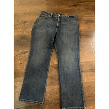 Lee Instantly Slims Relaxed Fit Straight Leg High Rise Jeans 16 Short Blue Denim