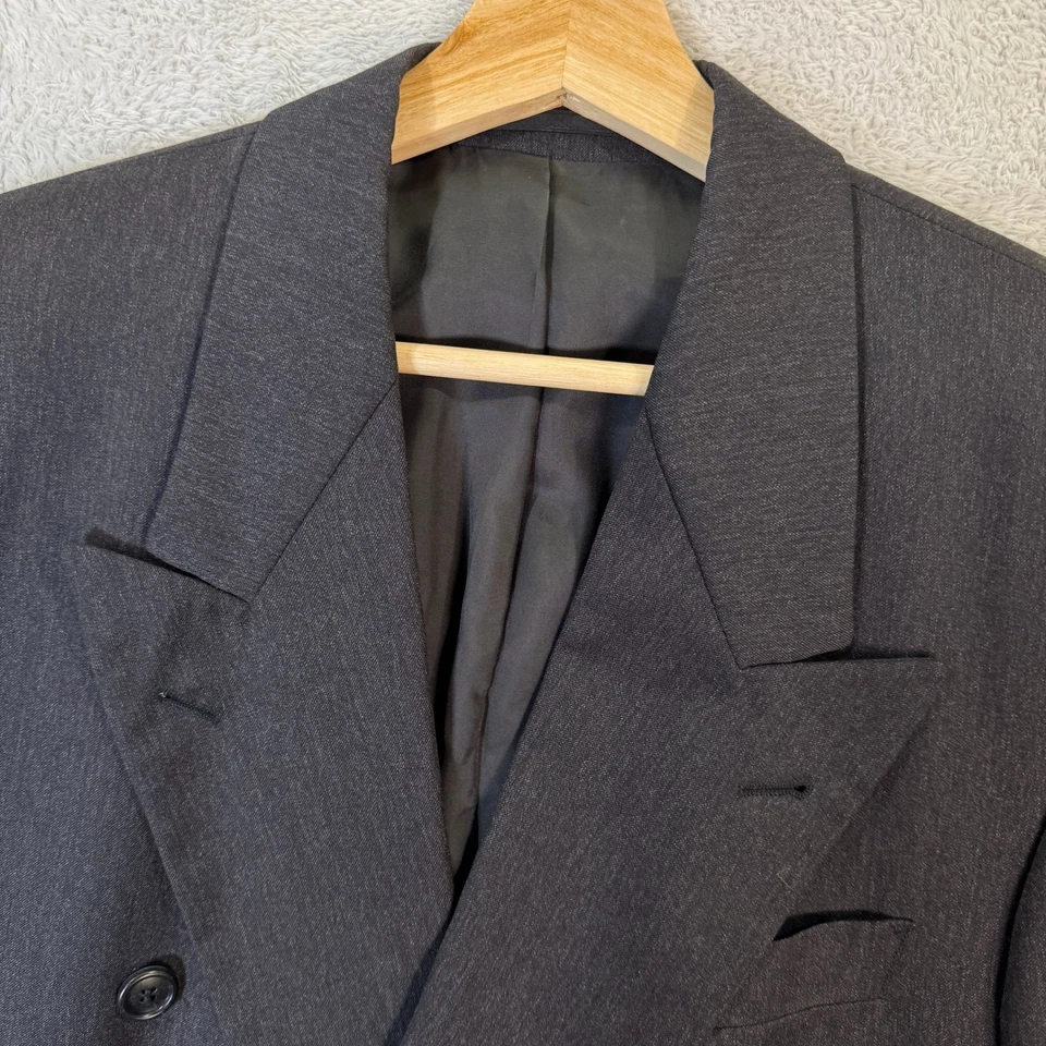 Blazer Traje Chaqueta Hugo Boss Para Hombres 40R Carbón Rayas Doble Pecho Lana Foto 2 de 4