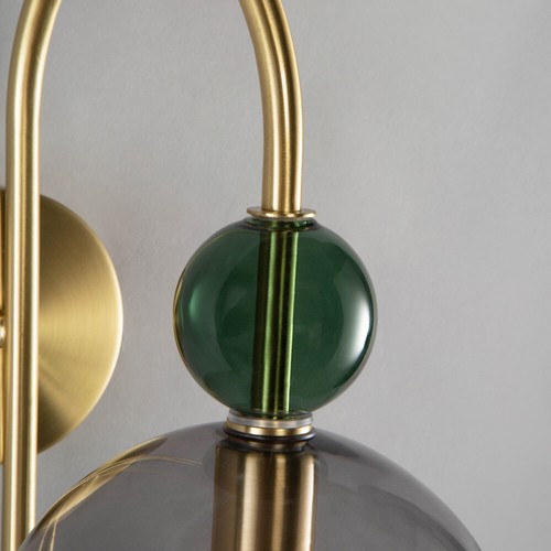Visconte Vietri Wall Light 1 Arm with Smoke Tinted Glass Shade - Satin Brass - Picture 7 of 8