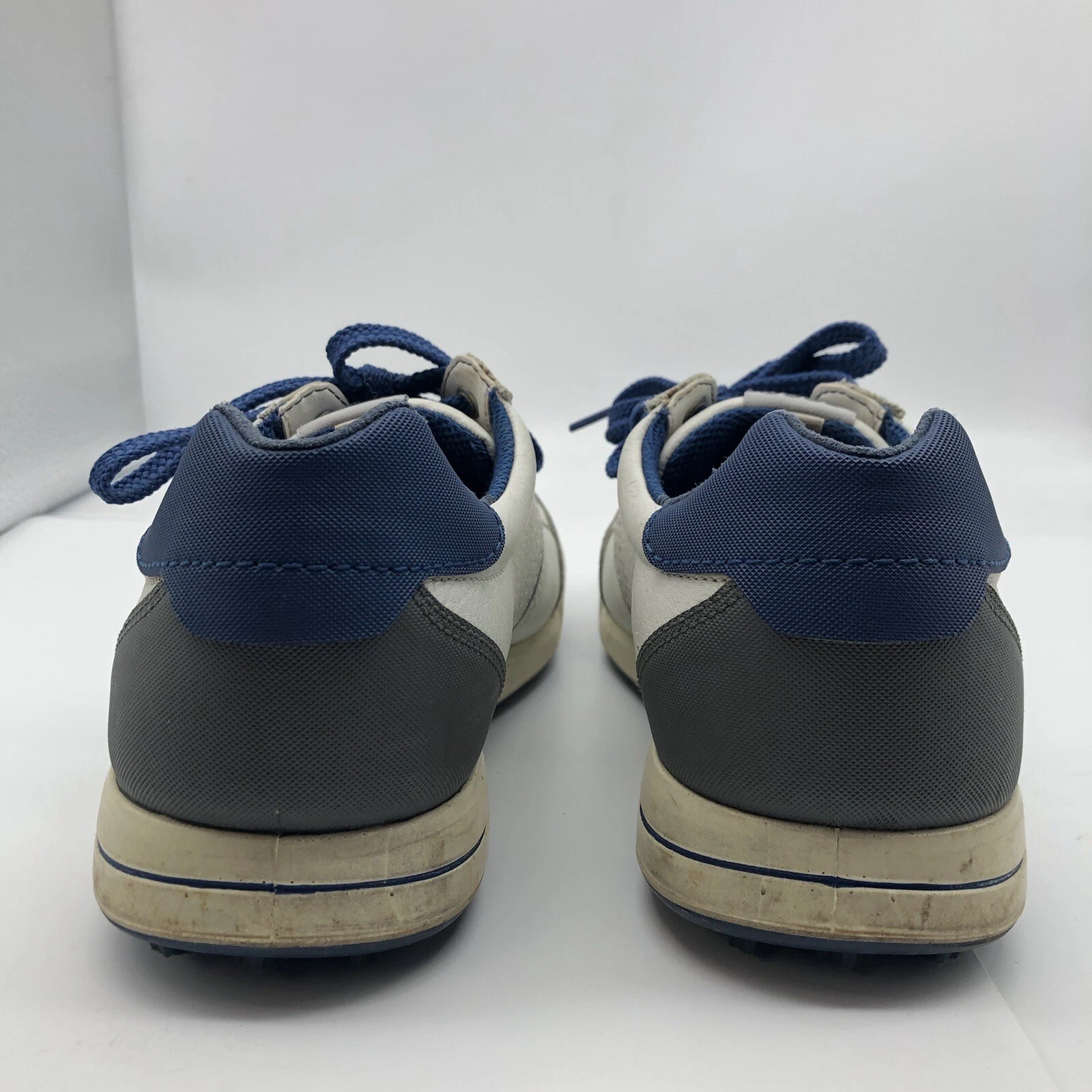 Scarpe Ecco Street Retro 42 uomo taglia 8 8 5 bianco blu senza punte golf tacchetti sneakers