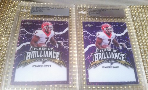 2-CARD PURPLE💜SET-2020 Leaf FLASH D'Andre Swift RC BRILLIANCE CLEAR & PRISMATIC - Picture 3 of 3