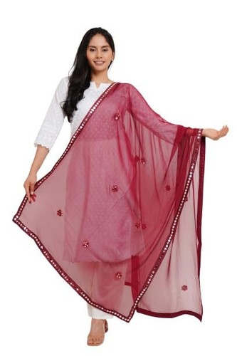 New Designer Women Girls Ethnic Party Wear Scarf Stole Chiffon Barfi Dupatta - Picture 20 of 54