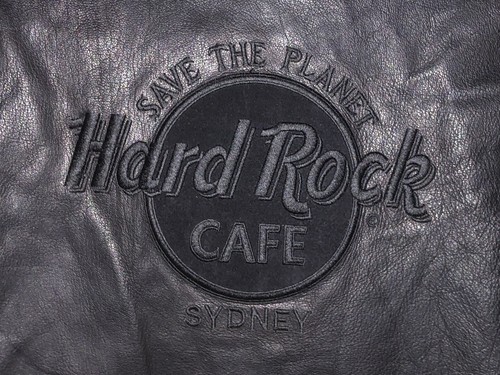 Hard Rock Cafe Vintage Leather Biker Jacket Sydney Australia 1992 Men’s Sz Large - Picture 7 of 14