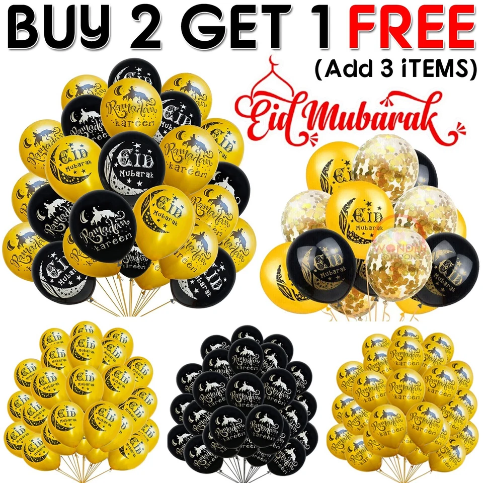 Islam Eid Ramadan Mubarak Printed Balloons Bunting Banner Kids Decorations Uk2