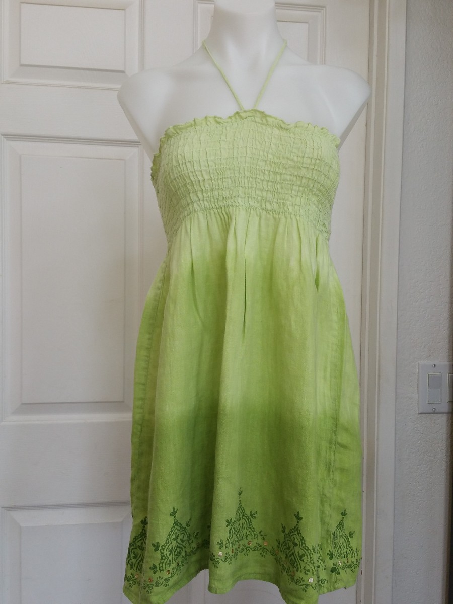 Green Dragon ombre linen halter tube top/ dress size M | eBay