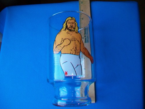 VINTAGE WWF WRESTLING BIG JOHN STUDD DRINKING GLASS 6 3/4"