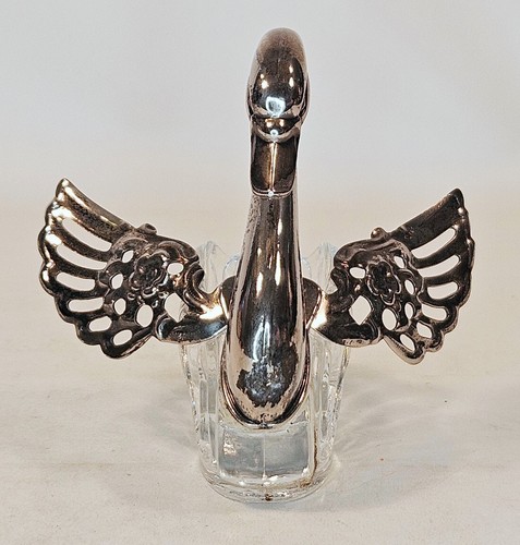 Salt Cellar Swan Vintage Made in Italy Metal and Glass - Picture 6 of 8