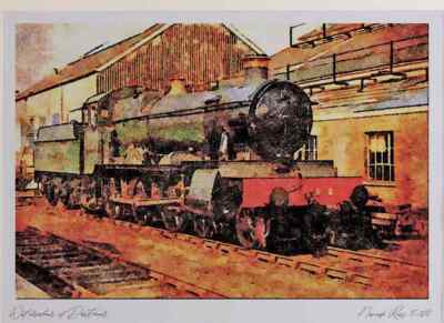 788043 Hall Class Locomotive Didcot Oxfordshire England A4 Watercolour print