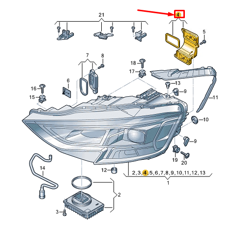Original Audi A8 D5 Links LED mit Kühlkörper 4N0998473E BRANDNEU OEM