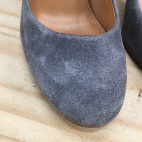J Crew Heels Womens 9 Etta Casual Slip On Block Heel Pumps Blue Suede Leather - Picture 5 of 16